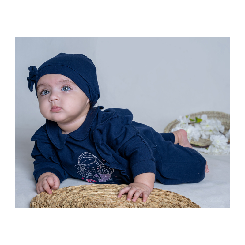 ست سرهمی نوزادی و کلاه آدمک مدل دختر کوچولو کد 130502