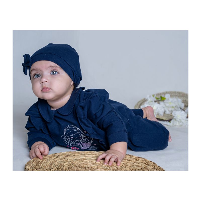 ست سرهمی نوزادی و کلاه آدمک مدل دختر کوچولو کد 130502 - - 2