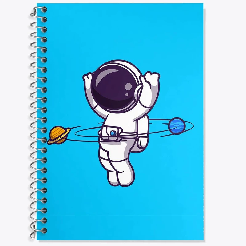 دفتر زبان 50 برگ خندالو مدل دو خط طرح فضانورد کد 25088