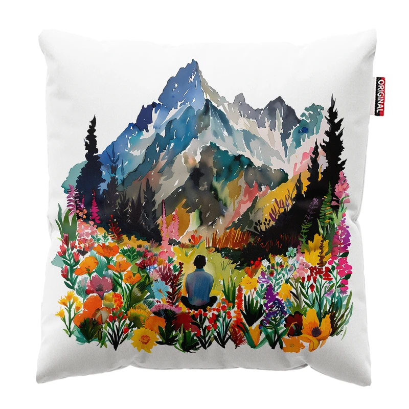 کوسن پاد آفرین مدل منظره طرح کوهستان کد PK402217 سایز 40*40 سانتی متر