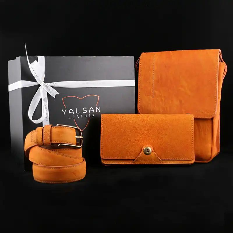 ست هدیه مردانه چرم یلسان مدل ماهان 2 کد RDS-KAM-058-SH