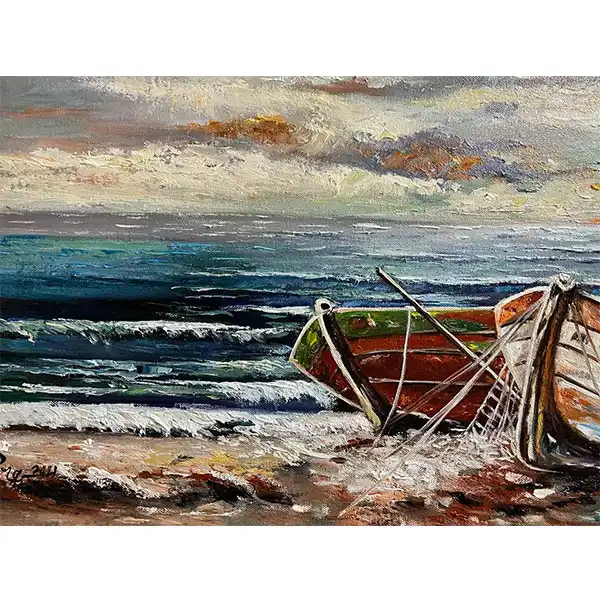 تابلو نقاشی رنگ روغن مدل دریا