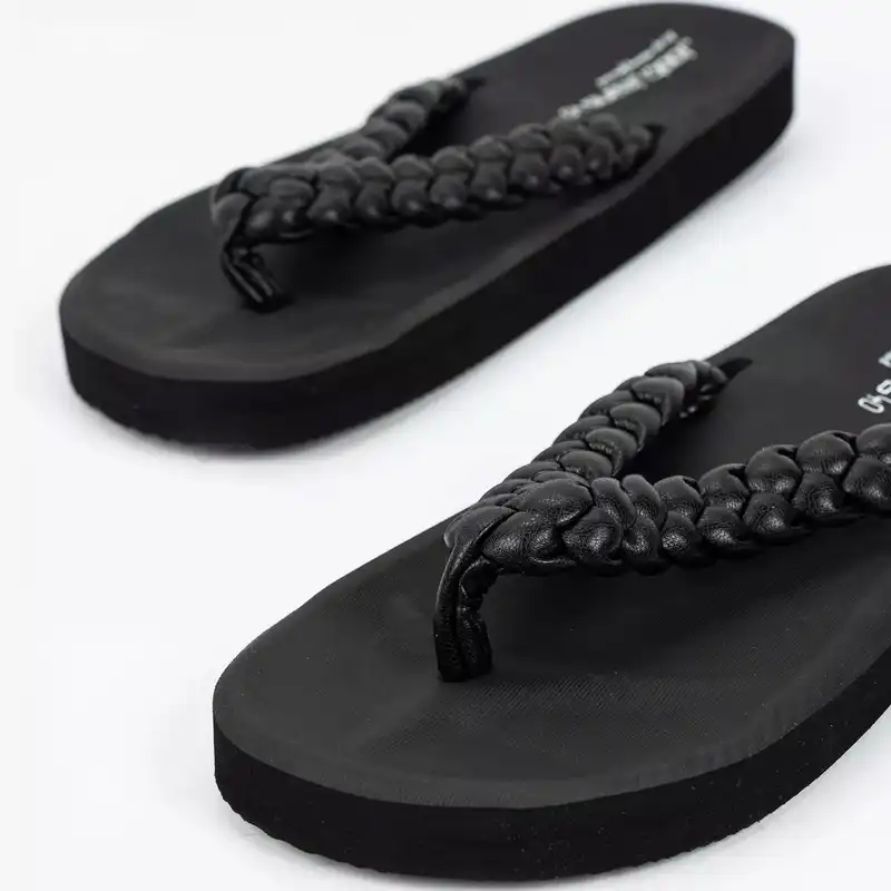 دمپایی لاانگشتی زنانه جوتی جینز مدل soft کد 05 رنگ مشکی