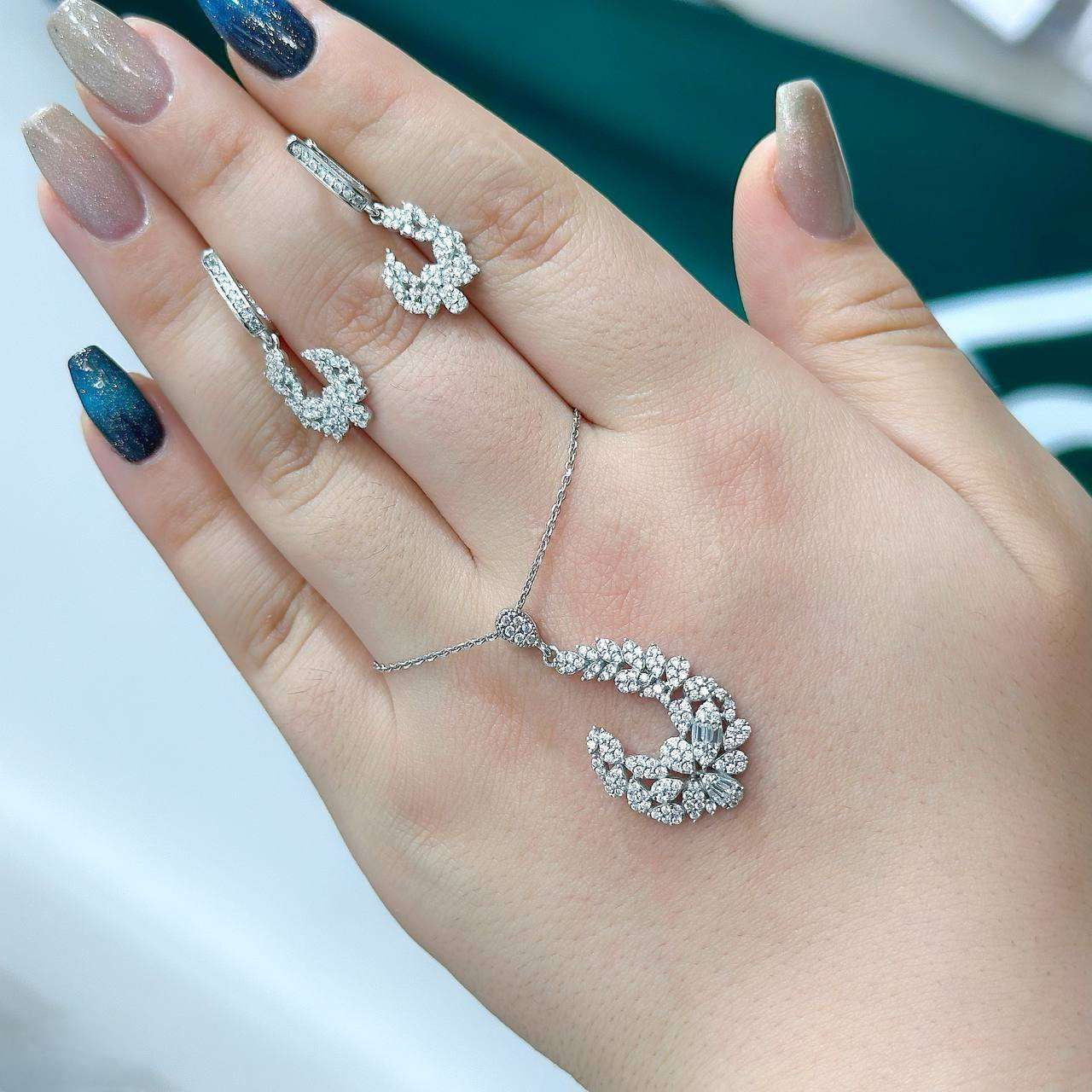 نیم ست نقره زنانه مدل ترمه کد BARF9