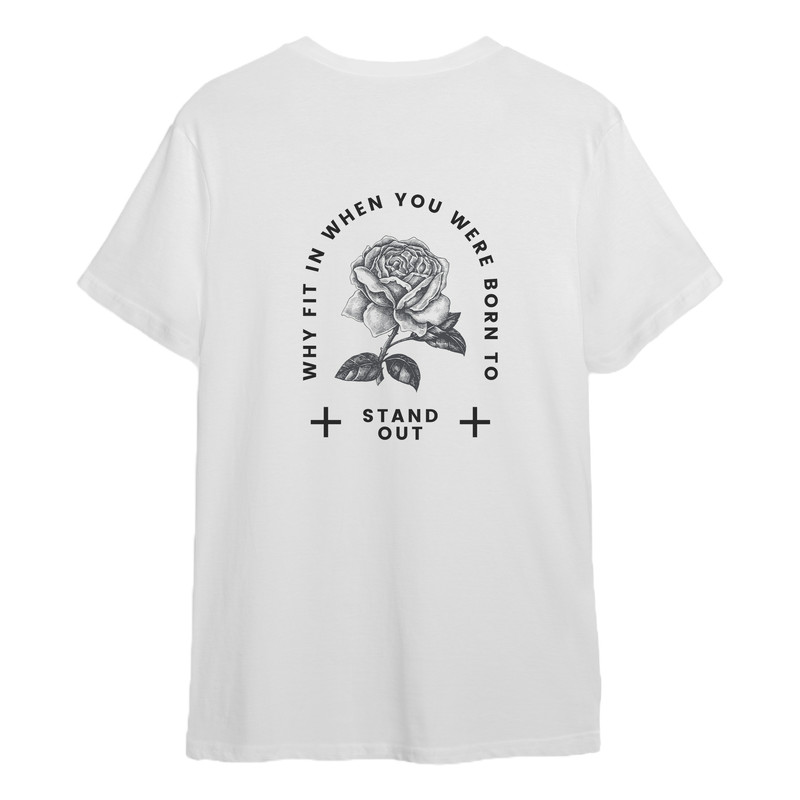 تی شرت آستین کوتاه مردانه مدل گل رز و نوشته کد 536 رنگ سفید