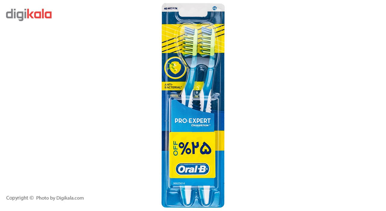 پک مسواک اورال-بی مدل Pro Expert با برس متوسط بسته 2 عددی