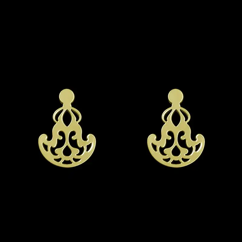 گوشواره طلا 18 عیار زنانه مدوپد مدل هندسی کد GA1-15195