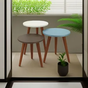 میز عسلی دایره مدل لیون 323 کد 61 مجموعه سه عددی