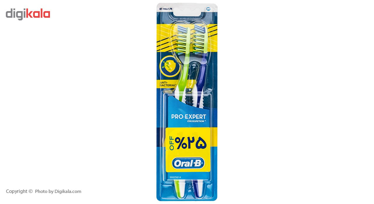 پک مسواک اورال-بی مدل Pro Expert با برس متوسط بسته 2 عددی