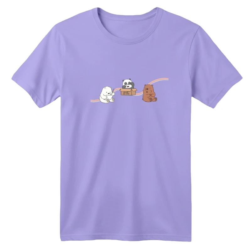 تی‌شرت آستین کوتاه لانگ یقه گرد  بچگانه مدل سه خرس جعبه