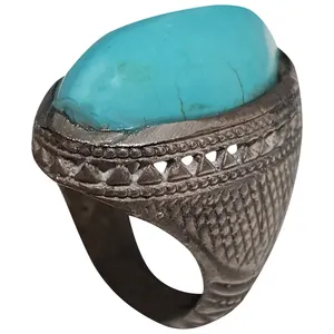 انگشتر نقره مردانه مدل فیروزه مصری کد FM123230