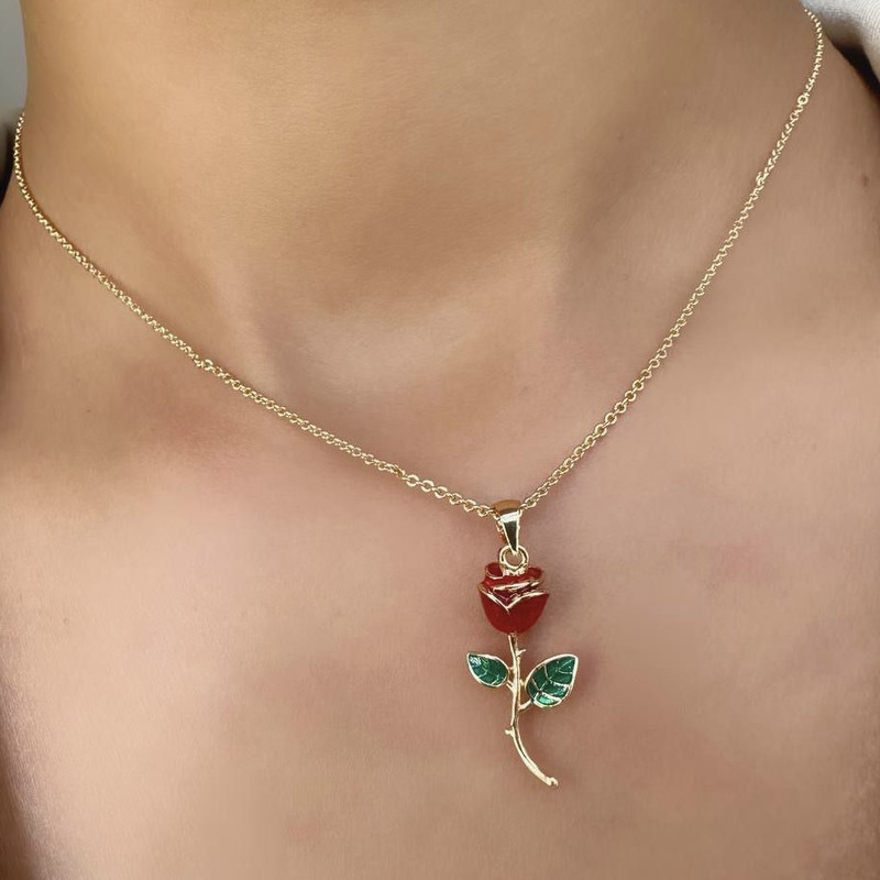 گردنبند زنانه مدل گل رز 291 گردنبند زنانه مدل گل رز 291