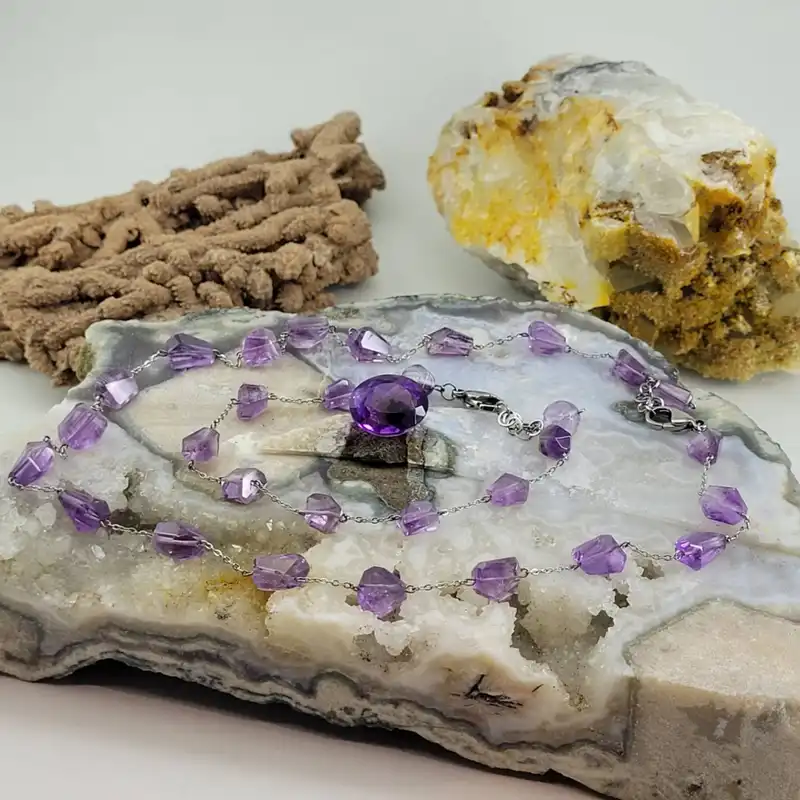 نیم ست زنانه مدل سنگ آمیتیست جواهری کد 0909