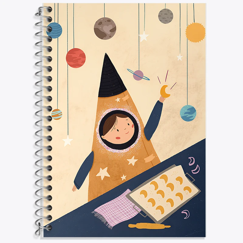 دفتر لغت 50 برگ خندالو طرح دختر عشق ماه شیرینی پز کد F7665