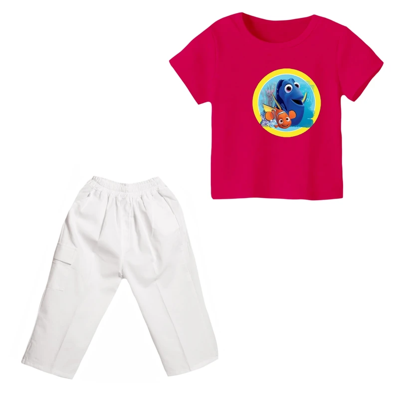 ست تی شرت و شلوارک دخترانه مدل نمو کد ۱