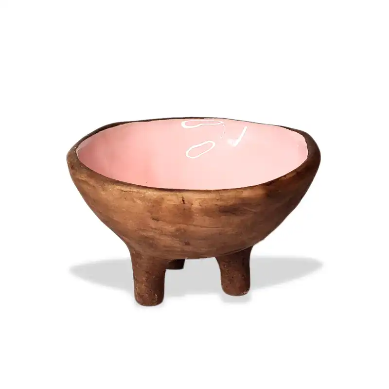 کاسه سفالی مدل پایه دار طرح مداد رنگی