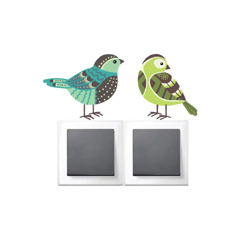استیکر کلید و پریز مدل پرنده های رنگی رنگی BCF مجموعه 4 عددی