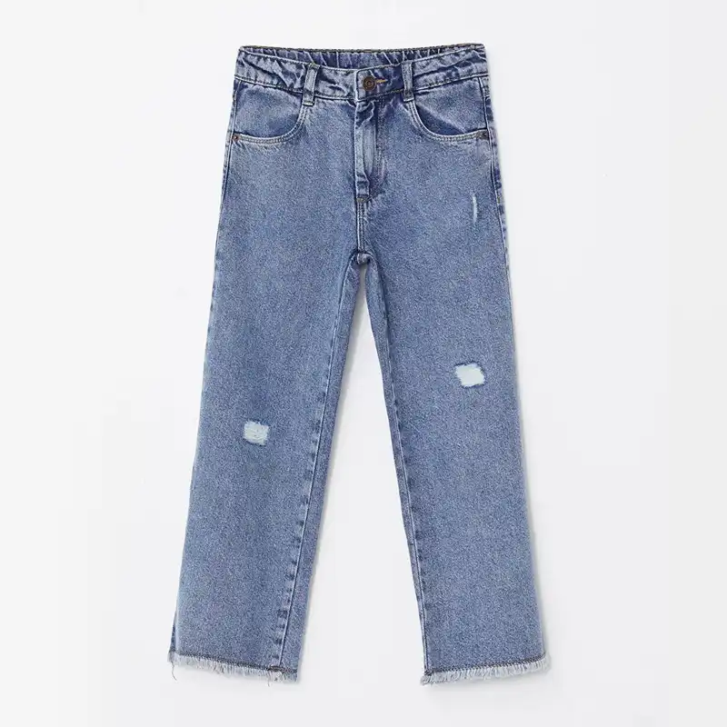 شلوار جین دخترانه ال سی وایکیکی مدل بگ زاپ دار