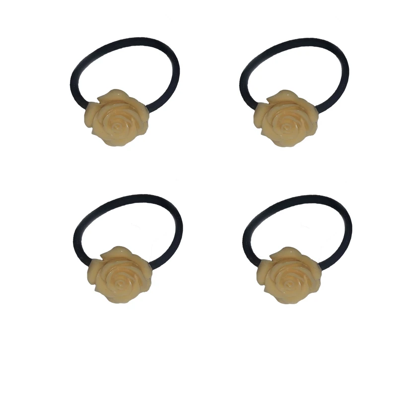 کش مو زنانه مدل گل رز بسته 4 عددی