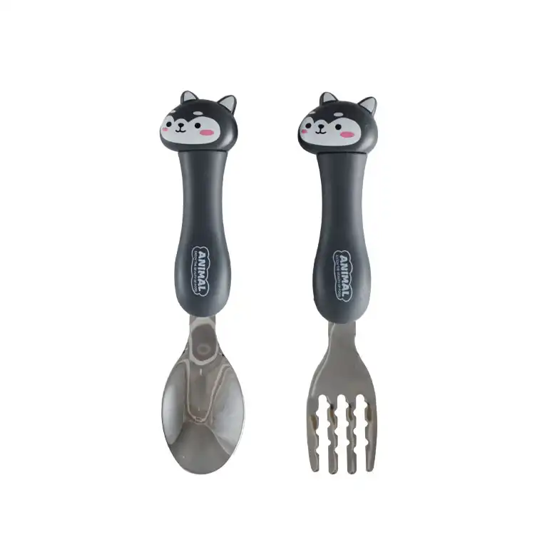 قاشق و چنگال کودک مدل عروسکی طرح گربه