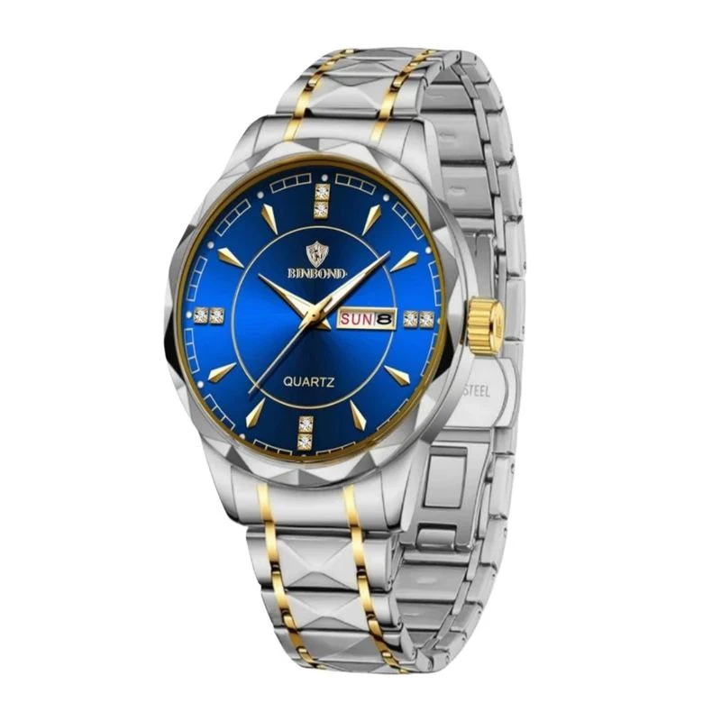 ساعت مچی عقربه‌ای مردانه کوارتز بین باند مدل الماسی قفل مخفی کد bl