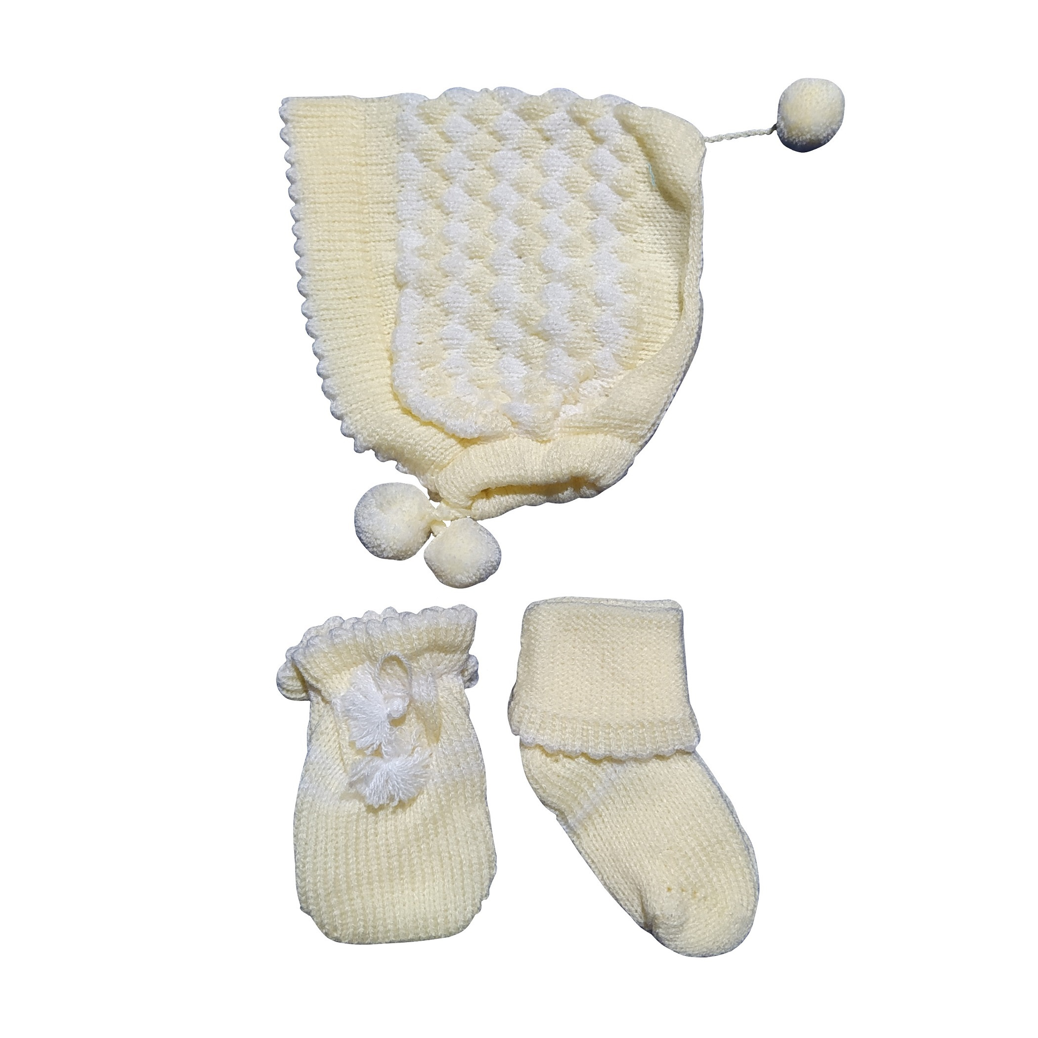 ست کلاه و دستکش و جوراب بافتنی نوزادی مدل NL-2021