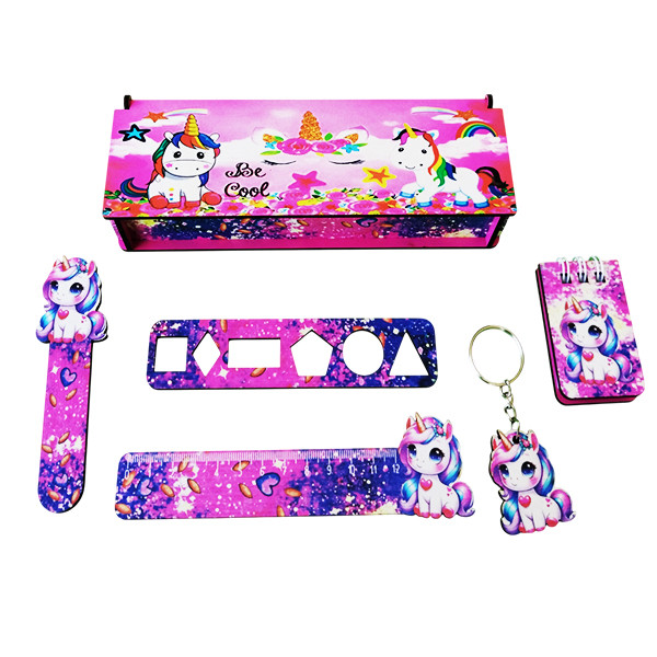 بسته لوازم تحریر مدل چوبی طرح تک شاخ فانتزی کد 03 مجموعه 6 عددی