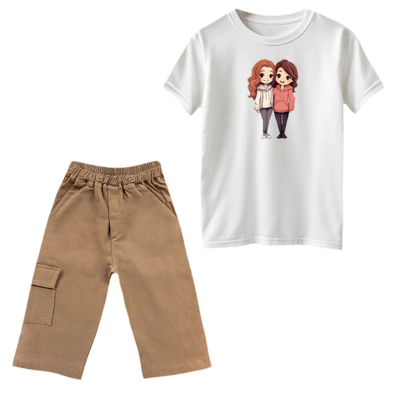 ست تی‌شرت و شلوارک دخترانه مدل دخترک ها