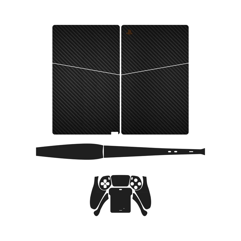 برچسب کنسول و دسته بازی PS5 Slim Digital Edition ماهوت مدل Carbon Fiber_Matte Black