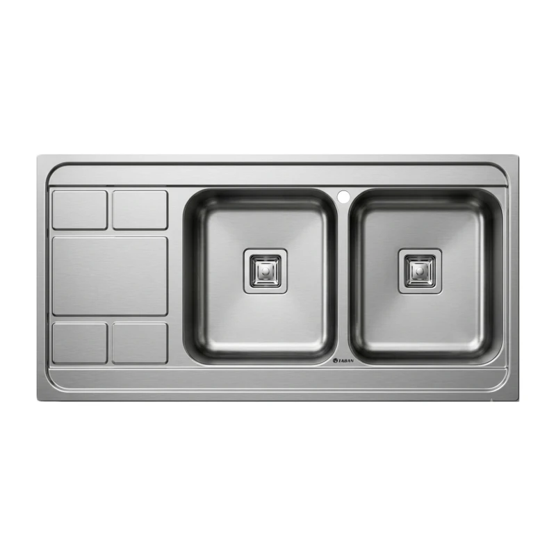 سینک ظرفشویی استیل روکار دو لگنه تابان مدل TF9201