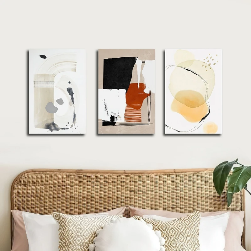 تابلو شاسی بکلیت طرح نقاشی مینیمال مدل SH-2617 مجموعه 3 عددی