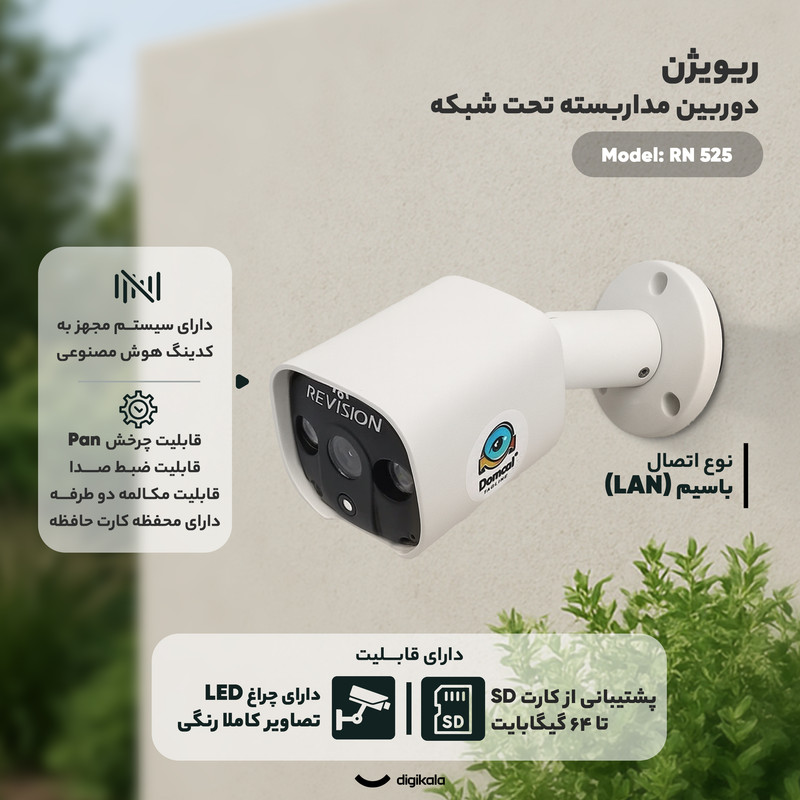 دوربین مداربسته بی‌سیم تحت شبکه ریویژن مدل RN 525