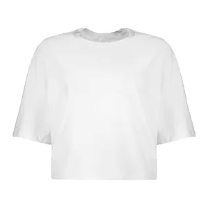 کراپ‌تاپ آستین کوتاه زنانه مدل ساده رنگ سفید