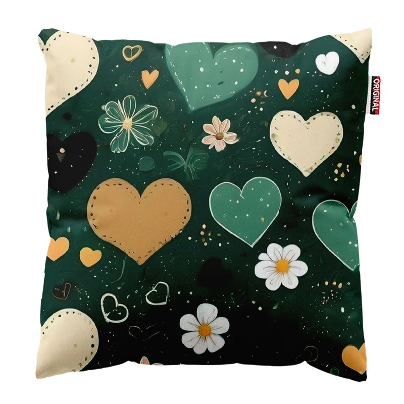 کوسن پاد آفرین طرح قلب و گل کد 4754 سایز 40*40 سانتی متر
