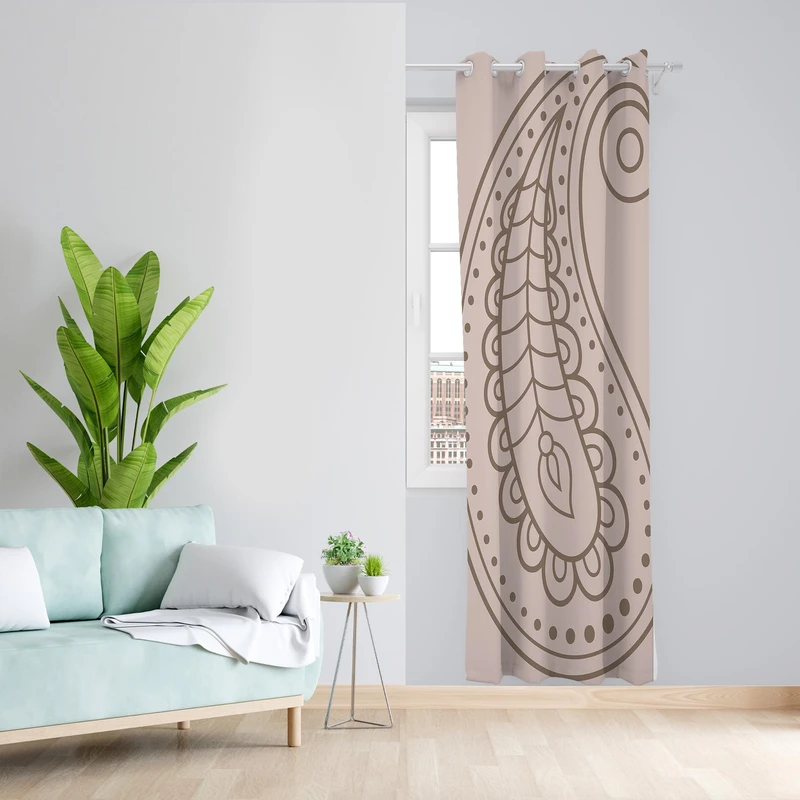 پرده طرح بته جقه تک مدل مخمل پانچی کد 1364 z سایز 140x200 سانتی متر