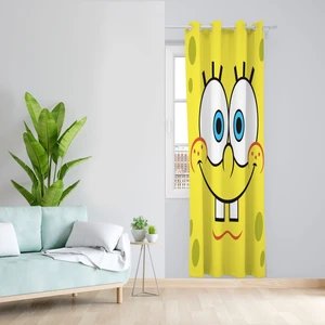 پرده مدل اتاق کودک مخمل پانچی طرح باب اسفنجی کد 2007 سایز 140x280 سانتی متر