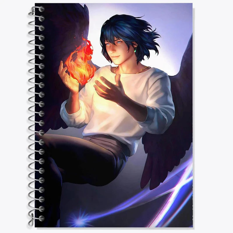 دفتر زبان 50 برگ خندالو مدل سه خط طرح هاول پندراگون انیمه قلعه متحرک هاول کد 12899