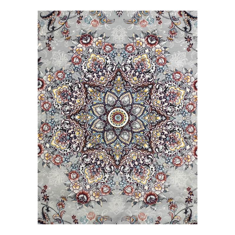 فرش ماشینی مشهد کد 722146 زمینه طوسی