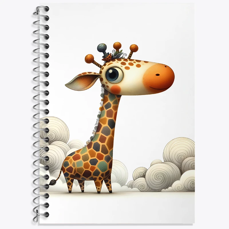 دفتر زبان 50 برگ خندالو مدل سه خط طرح زرافه بامزه کد N5548