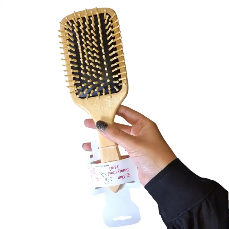 برس مو مدل چوبی دندانه گرد کد 02