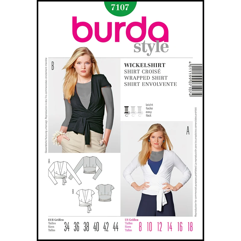 الگو خیاطی کت کوتاه زنانه بوردا استایل کد 7107 سایز 34 تا 44 متد مولر