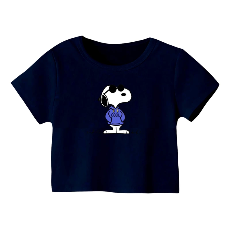 کراپ‌ تی‌شرت آستین کوتاه زنانه مدل اسنوپی کد ۲۳