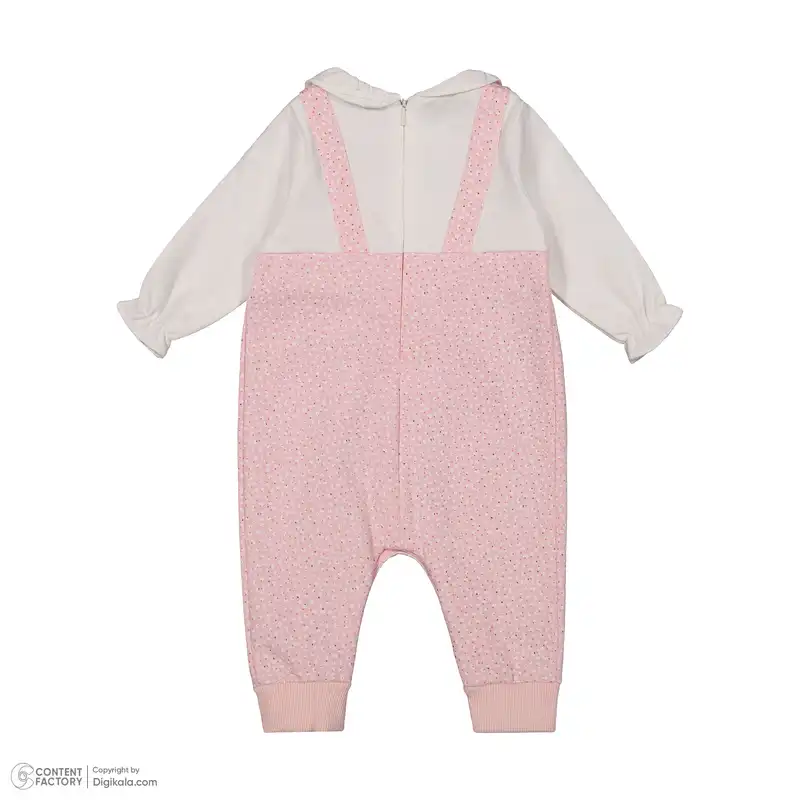 ست سرهمی و کلاه نوزادی دخترانه ایندیگو مدل 23108 رنگ صورتی