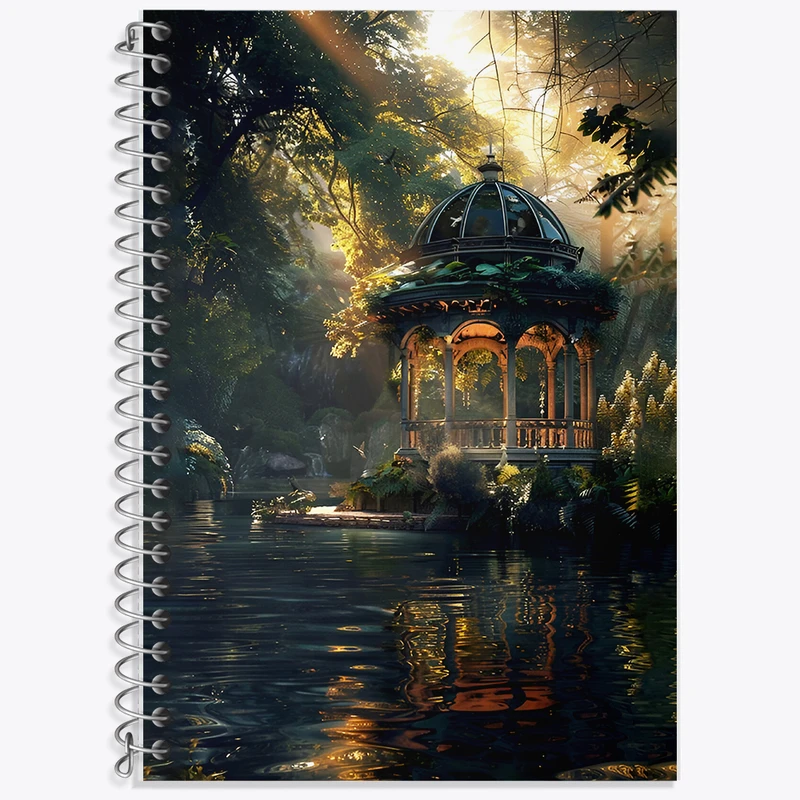 دفتر زبان 50 برگ خندالو مدل دو خط طرح منظره ی سبز کد F7344