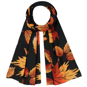 شال زنانه مدل نخی چهارفصل طرح برگ کد 2758