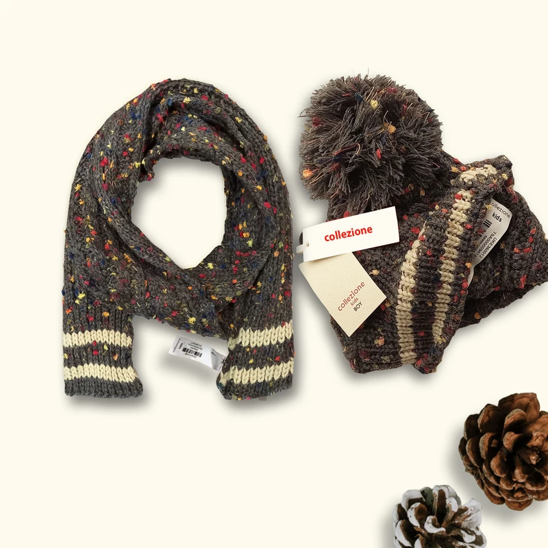 عکس شماره 3 : ست کلاه و شال گردن بافتنی بچگانه کولزیون کد 626