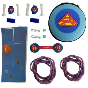 محافظ کابل شارژ مدل super man مجموعه 14 عددی به همراه نگهدارنده کابل و کیف هندزفری و برچسب آداپتور