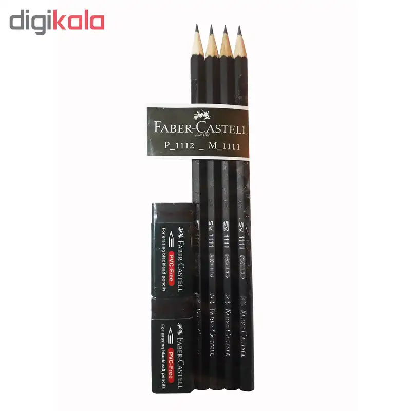 مداد مشکی فابر-کاستل مدل 1111_M به همراه پاک کن فابر-کاستل مدل 1112_P بسته 6 عددی