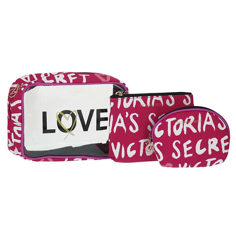 کیف لوازم آرایش زنانه ویکتوریا سکرت مدل LOVE مجموعه 3 عددی