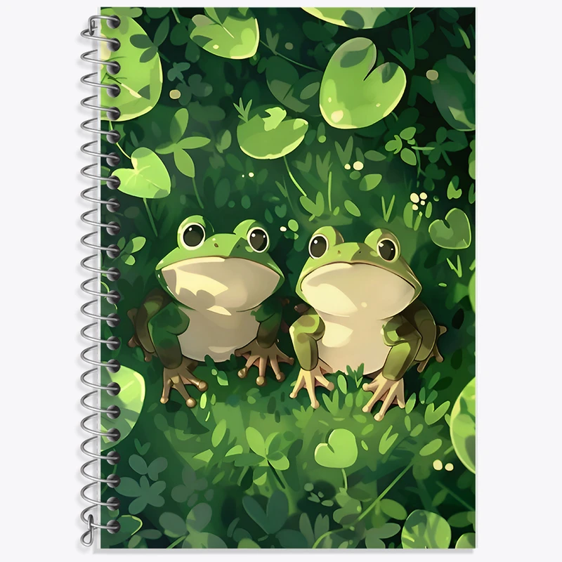 دفتر زبان 50 برگ خندالو مدل سه خط طرح قورباغه های بامزه کد F7846